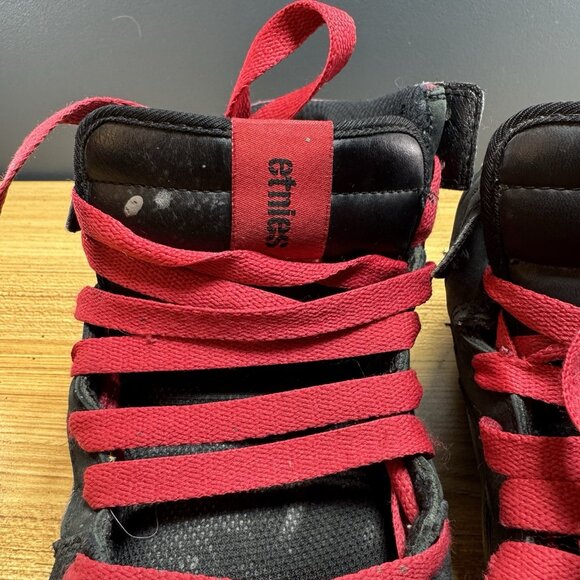 Vintage Etnies Shoes Mens US 10.5 Chunky Skater Y2K Black Red Plaid Trashed Worn - Picture 4 of 7